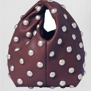 A.L.C. Studded Burgundy Leather Top-Handle Women's Bag